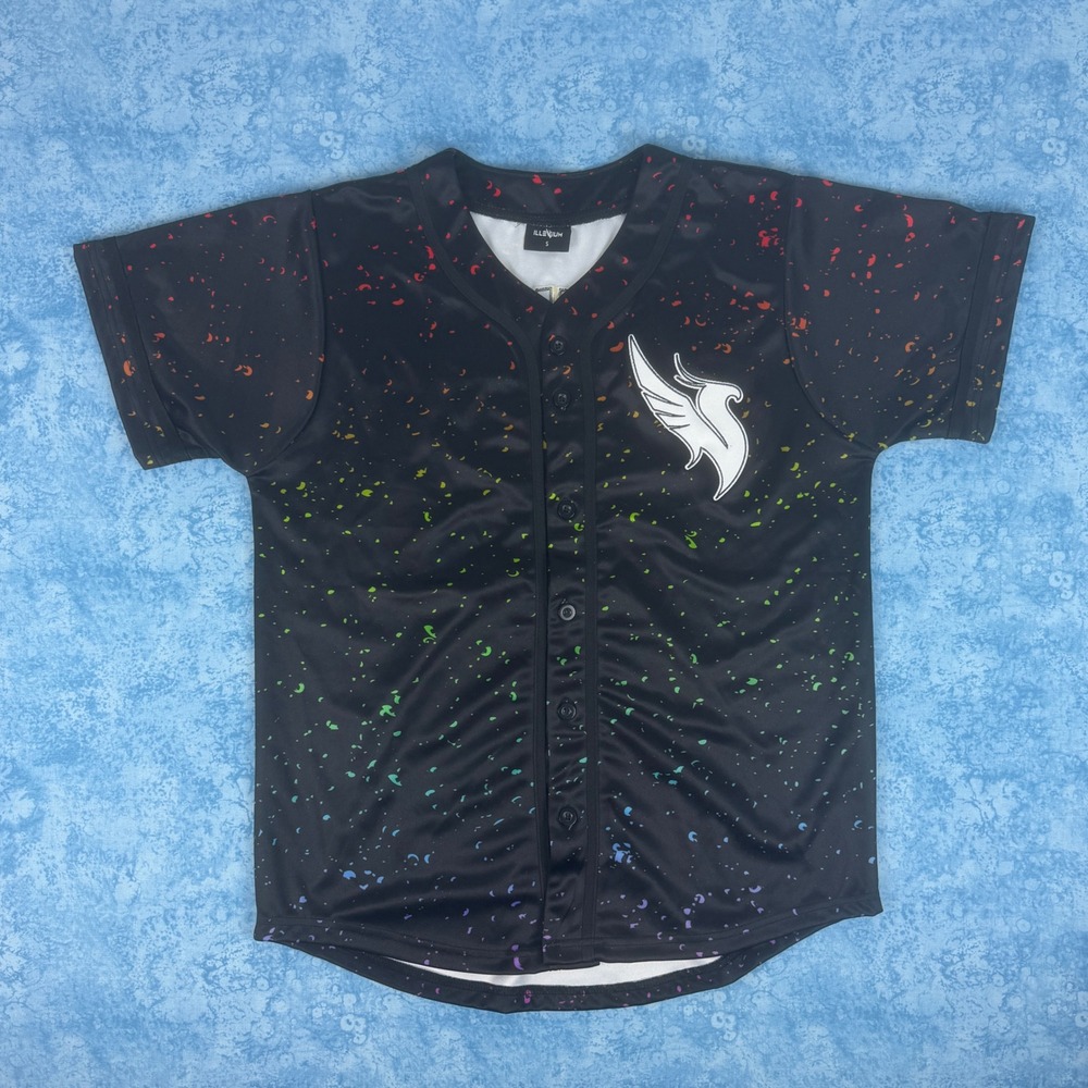 Illenium Electric Family Baseball Jersey Rainbow Splatter Black Mens Small